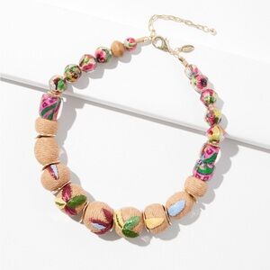 Chico’s Raffia Floral Single Strand Necklace